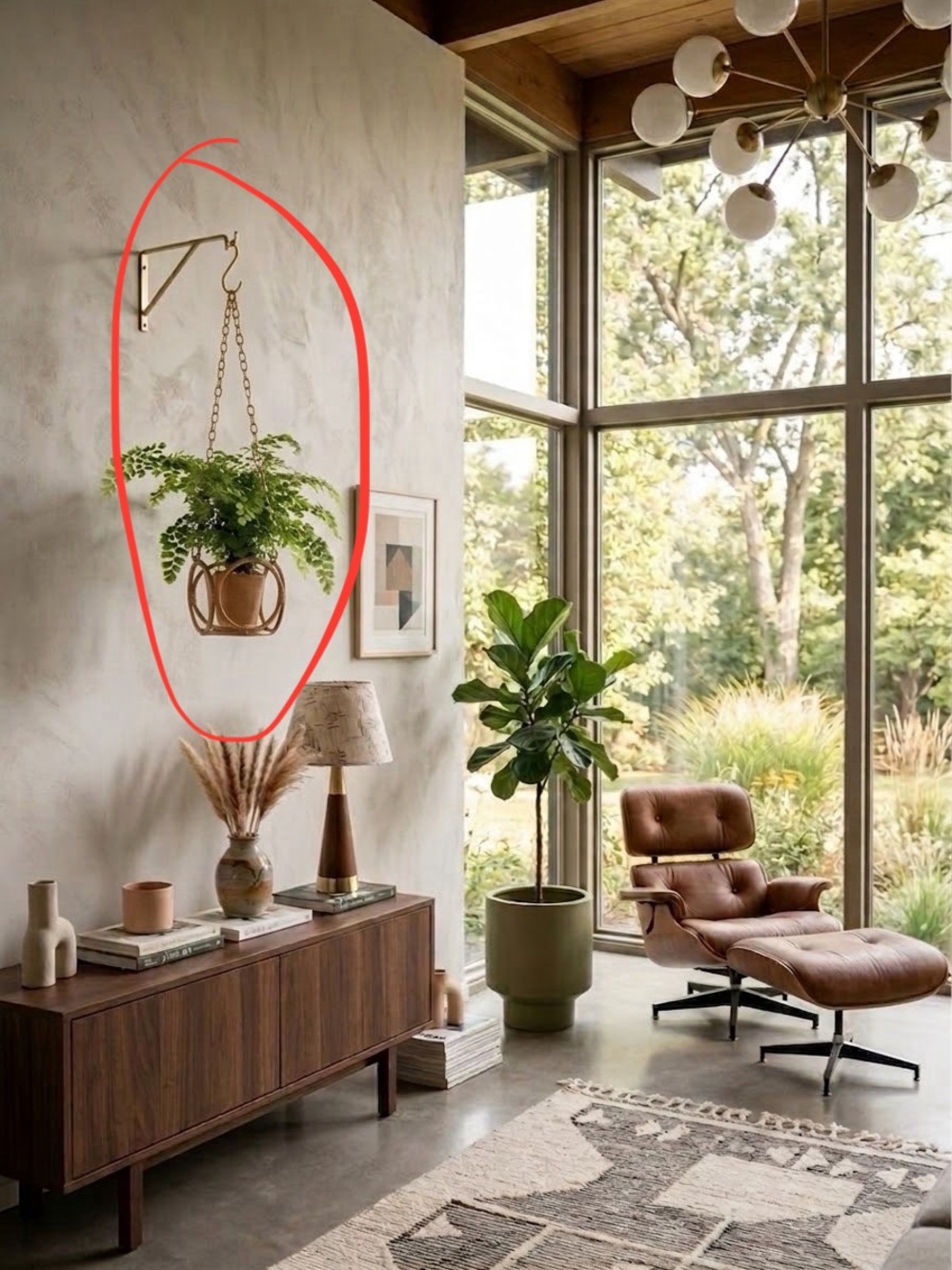 Vintage 60s Handmade Rattan Bamboo Hanging Planter - boho decor! - Picture 6 of 7